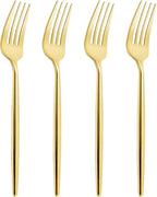U-QE 180Pcs Gold Plastic Forks - 7.6 Inch Heavy Duty Plastic Forks, Heavyweight Gold Plastic Silverware Perfect For Parties & Weddings and Other Daily Events