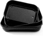 3-Pack Roasting Pans for Ovens Turkey Roaster Pan set Deep Lasagna Baking Pan,17/15/13Inch Spotted Enamel Steel Vessel Used for Cake Dinners Cooking Safe Easy to Clean Bakeware Merry Christmas Gift