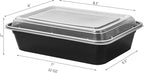 32 oz 50Pack Plastic Meal Prep Food Storage Containers with Lids Reusable 1 Compartment To Go Lunch Box Black Extra Large &Thick Microwave Freezer Safe BPA Free Stackable (Formerly FULING)