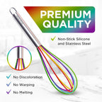 Silicone Whisk Set - Non-Scratch Set of 3 - Mini & Small Sizes - Stainless Steel Whisk - Cookware Wisking Tool