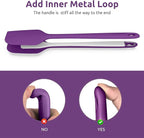 14in Extra Long Silicone Spatula: U-Taste 480ºF Heat Resistant Flexible Baking Mixer Scraper, Large Rubber Mixing Stirring Scraping Seamless Kitchen Turner Utensil for Nonstick Cookware (Purple)