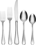 Oneida Silverware Set For 4, Flight 20-Piece Everyday Flatware Set, Service For 4, 18/0 Stainless Steel, Swirl, Mirror Finish, Dishwasher Safe, Knives Spoons and Forks Set, Dining (Silver, 20 Pieces)