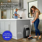 EyeVac Air 2-in-1 HEPA Air Purifier & Touchless Vacuum Automatic Dustpan - Ultra Fast & Powerful - Covers 600 Sq ft - Corded Canister Vacuum, Bagless, Automatic Sensors, 1000 Watt (Black/Black)
