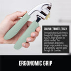 GORILLA GRIP Garlic Press and Peel Set, Heavy Duty Mincer Tool, Large Ergonomic Handle, Easily Mince and Crush Garlics, Ginger, Nuts, Seeds, Peeler Included, Peeling Cloves, Kitchen Gadgets, Mint