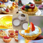 DATANYA Mini Tart Pans Removable Bottom 3 Inch, Carbon Steel Nonstick Quiche Pan Pie Tart Tin Mold, 0.8inches High for Baking Tartlets, Pies, Cakes, Cupcakes - Premium Champagne Gold 12PCS