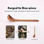 Acacia Wood Utensils Set - 6 Piece Handmade Wooden Spoons for Cooking, Natural Acacia Wood Kitchen Utensils for Non-stick Cookware, Turner, Serving Spoon, Slotted Spoon, Soup Ladle, Spaghetti