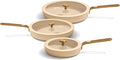 Our Place 8-Piece Essentials Complete Cookware Set - Ceramic Fry Pan Trio & Modular Rack Storage | Nontoxic Thermakind™ Nonstick, Oven Safe up to 450°F & Compatible with All Cooktops | Cream