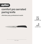 Zyliss Comfort Pro Serrated Paring Knife - Full Tang Vegetable & Bread Knife - Ice Hardened Stainless Steel Serrated Knife - Cutlery with Antibacterial Handle - Black/Stainless Steel - 4.5 Inches