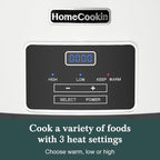 8-Quart Programmable Slow Cooker with Timer Keep Warm - Small Kitchen Appliance for Family Dinners - Serves 6+ People - Heat Settings: Keep Warm(White, Black Liner)