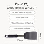StarPack Premium Flexible Silicone Turner Spatula - High Heat Resistant to 600°F, Hygienic One Piece Design, Non Stick Rubber Kitchen Utensil for Fish, Eggs, Pancakes, Cookies & more (Stormy Grey)