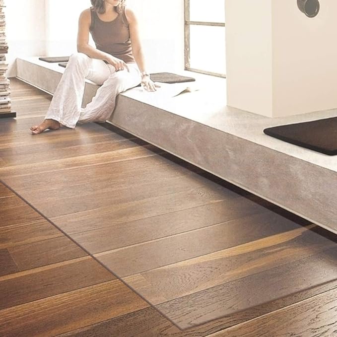 NECAUX Custom Multi-Size 1.5mm Thick Frosted PVC Table Cover Protector - 30 x 72 Inch Kitchen Wood Grain Vinyl Transparent Table Protector Plastic Protective 6 Foot Dining Room Table Pad