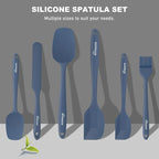 NileHome Silicone Spatula Set, 6 Packs Food Grade Kitchen Utensils with Silicone Brush Heat Resistant BPA-free Rubber Spatula for Scraping, Baking, Cooking, Mixing, Haze blue