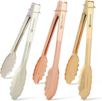 MSY BIGSUNNY 9 Inch Kitchen Food Tongs, Buffet Tongs, Serving Tongs for Cooking, Grilling, Aluminum Tongs - Set of 3 (multi color)