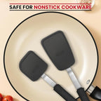 Unicook 2-Piece Small Silicone Spatula Set, Heat-Resistant Kitchen Spatula Turner Set for Nonstick Cookware, Flexible Kitchen Utensils for Flipping Eggs, Pancakes, or Lifting Cookies and Brownies