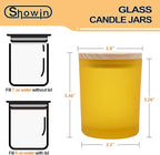 Thick Candle Jars for Making Candles 16 Pcs, 7 OZ Empty Jars with Wood Lids for Candle Making, Sample Container, Frosted Yellow