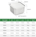 CuBE Medium 2PCS Set 1000ml 650ml Stainless Steel Food Storage Containers With Lids and a Net Kitchen Appliances Dishwasher Safe Premium South Korea