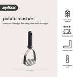 Zyliss Stainless Steel Potato Masher - Food Smasher for Potatoes, Avocados & More - Home Kitchen Essentials & Accessories - Manual Potato Masher Tool - Dishwasher-Safe Vegetable Masher - Grey