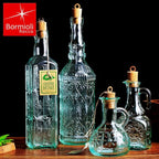 Bormioli Rocco Set Of 2 Country Home Fiesole Bottle, 24-ounce With All Natural Cork Lid, Blue-green Tinted Star Glass, Elegant And Floral Design Made In Italy.