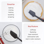 Elihome Chef Series 3 Piece Silicone Spatula Set - 600°F Heat Resistant Non Stick Rubber Kitchen Scraper Spatulas for Cooking, Baking, Mixing – BPA Free and LFGB Certified Silicone(Black)