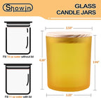 SHOWIN 14 OZ Thick Candle Jars for Making Candles 12 Pcs, 3 Wick Empty Jars with Wood Lids for Candle Making, Sample Container, Frosted Yellow