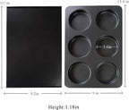 6 Cup Straight Side Jumbo English Muffin Cupcake Pan with Lid Hamburger Burger Bun Egg Sandwich Frittata Cinnamon Roll Focaccia Quiche Pancake Nonstick Baking Tin Tray Mold