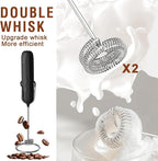 SUPRUS Ultra Fast Handheld Milk Frother Double Whisk with Stand 2 Batteries Stainless Steel for Lattes Cappuccino Matcha Hot Chocolate Coffee Bar Accessories Kitchen Gadgets Gift