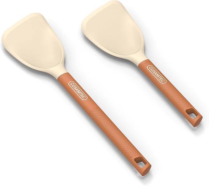 Silicone Small Spatula for Cooking Flexible Beveled Turner with Solid Inner Core and Heat Resistant Nylon Handle Ideal Spatula for Non-Stick Cookware