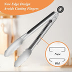 Tongs for Cooking, 9-Inch Stainless Steel Kitchen Tongs, Locking Metal Food Tongs with Silicone Non-Slip Grip, Kitchen Utensils Tongs for Food, Salad and Outdoor BBQ (Set of 4)