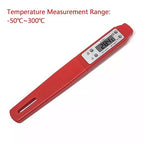 Meat Thermometer - Digital Food Thermometer for Cooking Kitchen - Automatic Calibration Pen Style Electronic Pocket Thermometer for Water Temperature, Barbecue (Red)