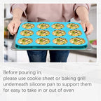 Silicone Muffin Pan Cupcake Pan Set - Mini 24 Cups and Regular 12 Cups Muffin Tin, Nonstick Food Grade Molds with 12 Baking Cups