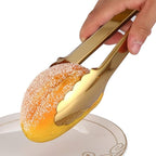 2 Pack Gold Serving Tongs Gold Serving Utensils Salad Tongs Buffet Tongs Non-slip & Easy Grip Stainless Steel Gold Plated Buffet Serving Tongs, Salad, Ice, Oven (9.5 Inch) (Gold)