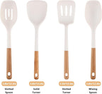 Silicone Kitchen Utensils Set of 4, Large Non-Stick Cooking Utensil Set w Wooden Handle Food Grade Heat Resistance Turner Spoon Silicone Cooking Kitchen Gadgets BPA Free for Nonstick Cookware