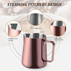 Milk Frothing Pitcher, 20OZ/600ML Stainless Steel Espresso Steaming Pitcher Coffee Milk Frother Cup with Decorating Art Pen for Espresso Machine, Milk Frother, Latte Art