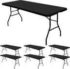 6 Pack Black Elastic Rectangle Table Top Cap Cover, Fits 4' Tables, 30" W x 48" L