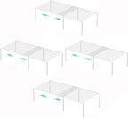 iPEGTOP Freezer Cabinet Storage Shelf Set of 4, 8 Pieces Expandable Metal Rustproof Spice Rack, Adjustable Kitchen Organizer Counter Fridge Pantry Shelf Space Saver (White)