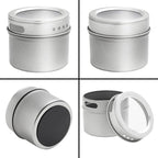 Talented Kitchen Magnetic Spice Jars - 3 oz, Stainless Steel, 24-Pack - Spice Tins with Sift & Pour Lids & Fridge Magnets for Kitchen Organization