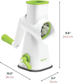Starfrit Rotary Drum Grater - 4 Interchangeable Stainless Steel Drums - Slicing, Coarse and Fine Grating, Ice Shaving - Great for Vegetables, Cheese, Nuts, Chocolate