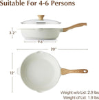SENSARTE Nonstick Ceramic Saute Pan 12-Inch, 5QT Non-toxic Deep Frying Pan Skillet with Lid, Healthy No Teflon Cookware, Stay Cool Handle, Induction Compatible, PFAS Free