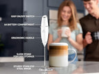 Zulay Kitchen Premium Gift Milk Frother Complete Set - Handheld Foam Maker, Stencils & Frother Set - Whisk Drink Mixer for Coffee - Mini Blender for Cappuccino, Frappe