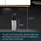 KITCHENDAO Universal Stainless Steel Knife Block,Round Kitchen Knife Holder without Knives, Modern Countertop Space Saver Knife Storage Stand with Slots for Scissors,Detachable for Easy Cleaning