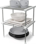 carrotez Cabinet Organizer Shelf, Set of 2 Stackable Kitchen Counter Shelves, Kitchen Cabinet Organizers and Storage, Pantry Storage Shelf Organizer, 9.8 x 7.8 x 6.1 - White