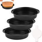HUAKENER 8 Inch Cake Pan - Set of 3 Round Cake Pans with 100 Pieces Parchment Paper, Non-stick Cake Baking Pans with Handle, Dishwasher Safe