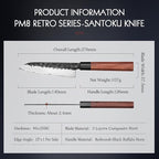 HEZHEN 5.5 Inches Santoku Knife, Three-layer Clad Steel, Professional small Japanese Chef Knife, Ultra Sharp Blade, Red Wood Octagonal Handle