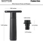 WOTOR Wine Saver Vacuum Pump with 4 Stoppers, Wine Stopper & Preserver, Reusable Bottle Sealer Keeps Fresh, Ideal Accessories Gift (Flat Handle)