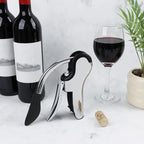 KAYCROWN Stainless Steel Wine Bottle Opener, Vertical Lever Corkscrew with Built-in Foil Cutter Design, Manual Handheld Corkscrew with Ergonomic Lever Pump