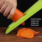 Vegetable Slicer, 4.25 x 10.8in Potato Slicer for Chips, Plastic Handheld Vegetable Chopper Kitchen Cutter with Stainless Steel Blades and Ergonomic Handle for Carrot