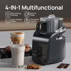 4-in-1 Milk Frother - Electric Steamer, Automatic Warm & Cold Cappuccino Foam Maker, 12.5oz Milk Warmer for Latte, Macchiato, Stainless Steel