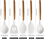 Kitchen Utensils Set, Silicone Cooking Utensils Set,Non-Stick Silicone Spatula Set with Natural Acacia Hard Wood Handle, 5 Piece, Upgraded Thickened Cookware