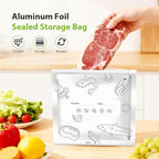 Reusable Aluminum Foil Sealable Storage Bags, 2026 New Resealable Vacuum Zipper Pouches, Stand Up Foil Sealable Bags with Label and Zip Lock for Kitchen (10, Medium)