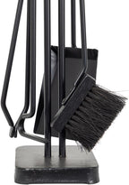 Modern Ember Levi 5 Piece Fireplace Tool Set in Black with Walnut Wood Handles | Includes Brush, Shovel, Fire Poker, Tongs, and Stand | Heavy-Duty Steel | Heat-Resistant Powder Coating